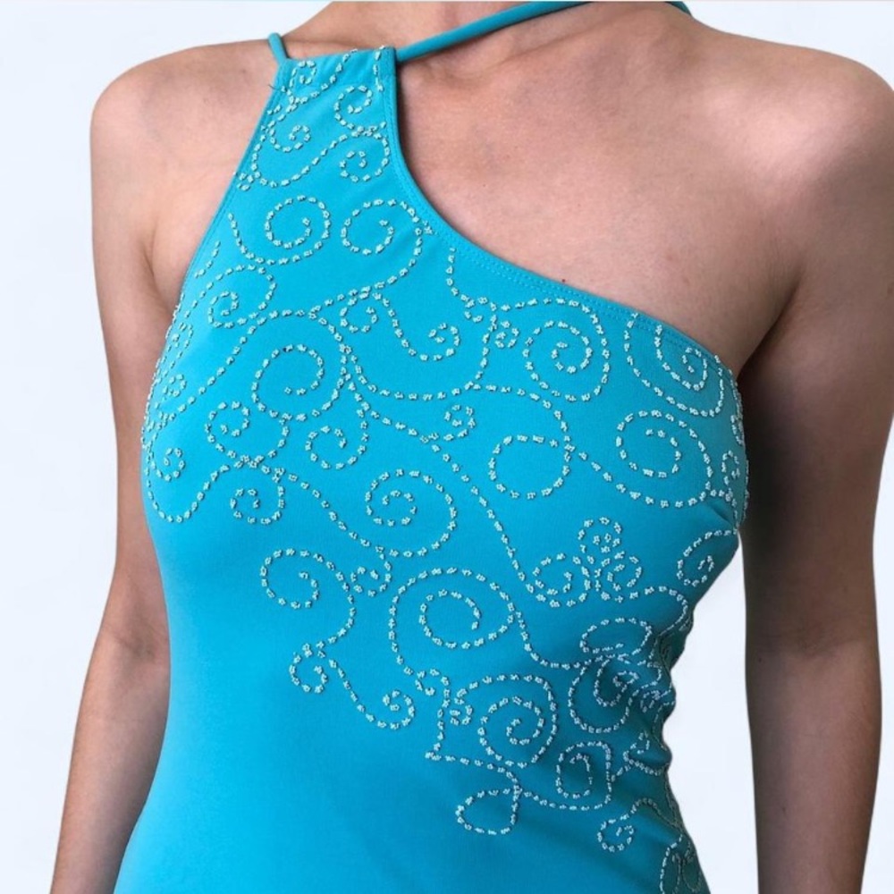 Y2K Rampage Turquoise One-Shoulder Dress